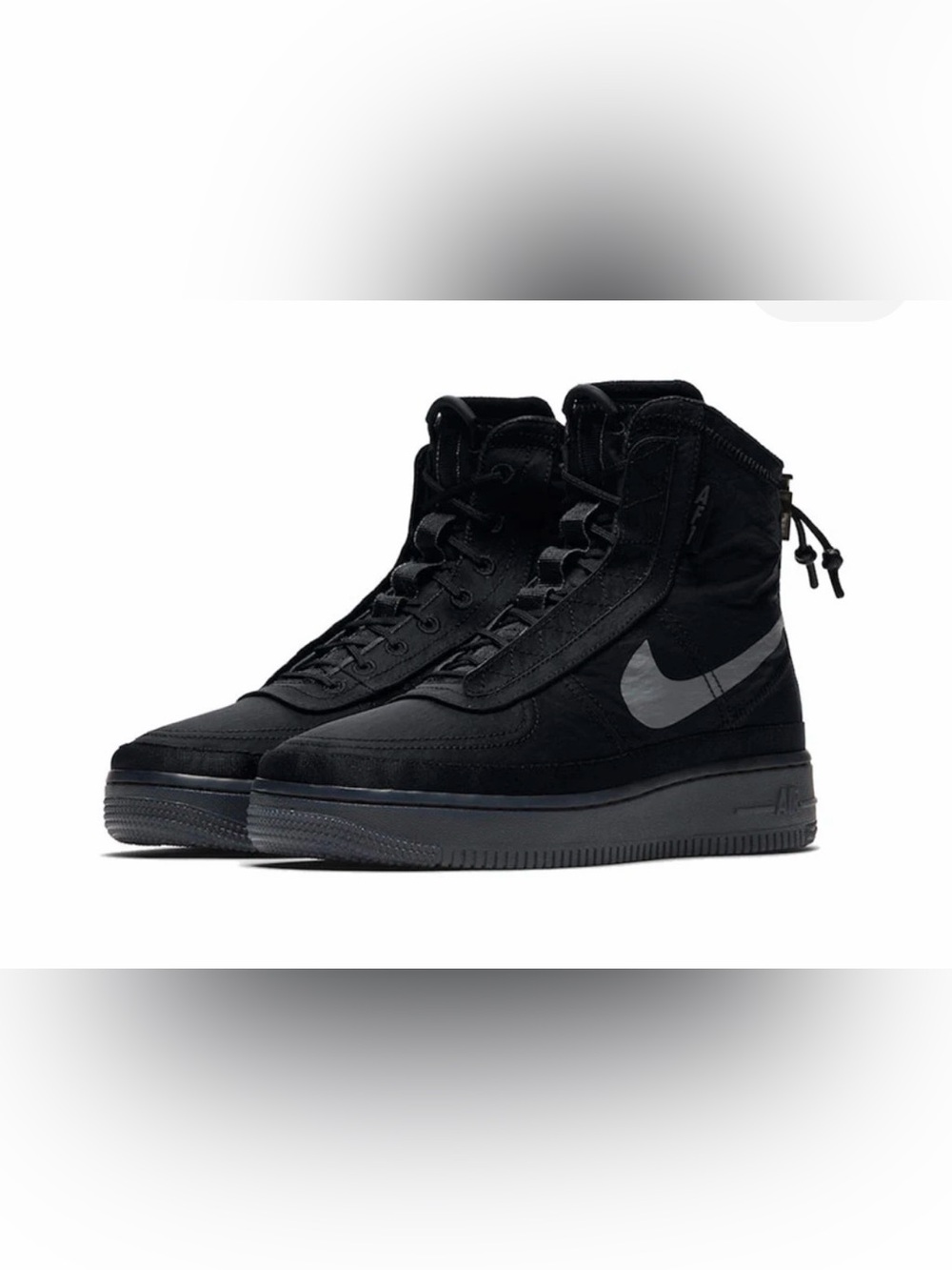 Nike Air Force 1 Shell Black Womens Size 9 High Top Lifestyle Tactical Sneakers